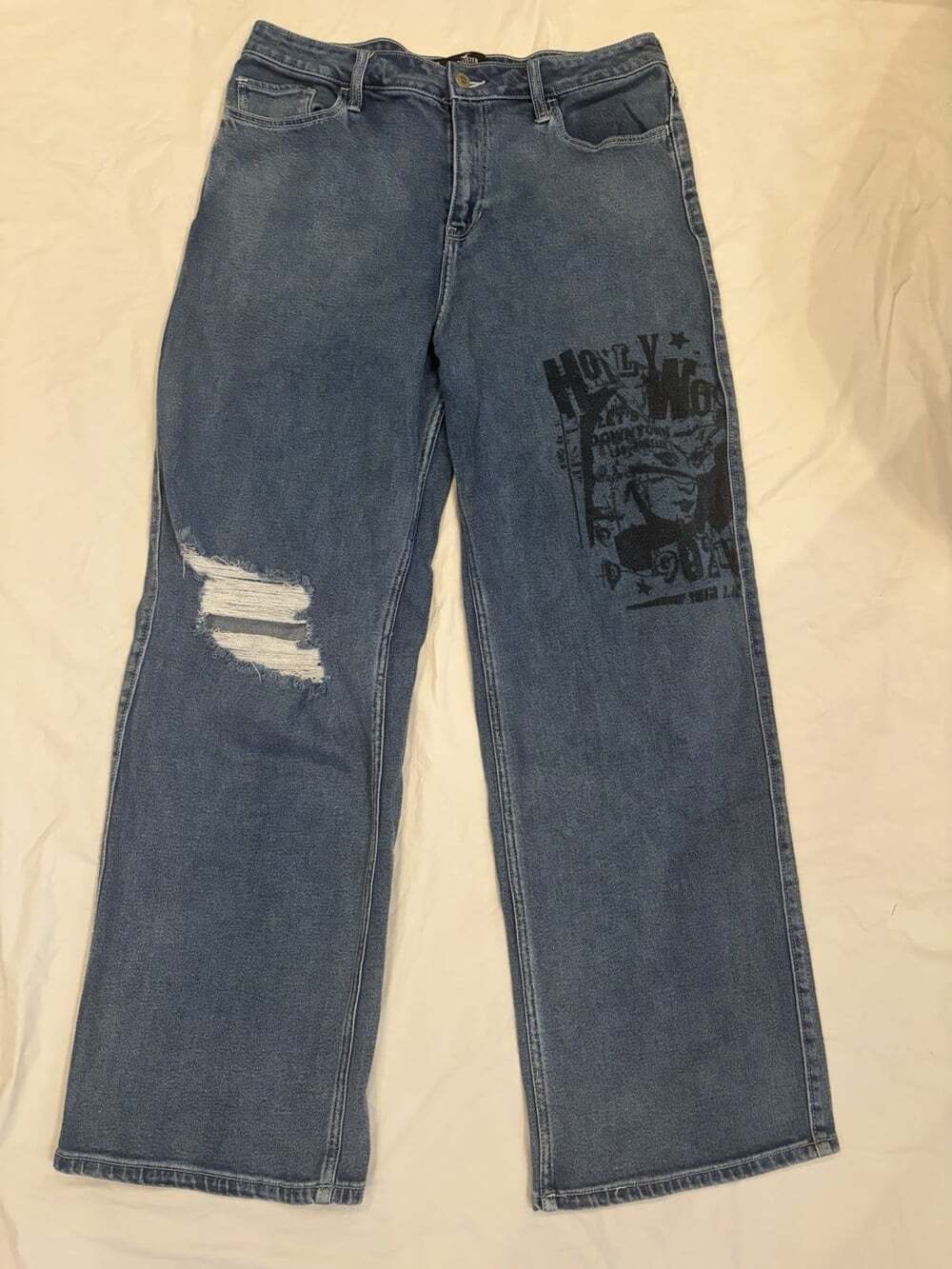 Hollister High-Rise Vintage Baggy Teen 13R (31x31) Blue Med Wash Distressed